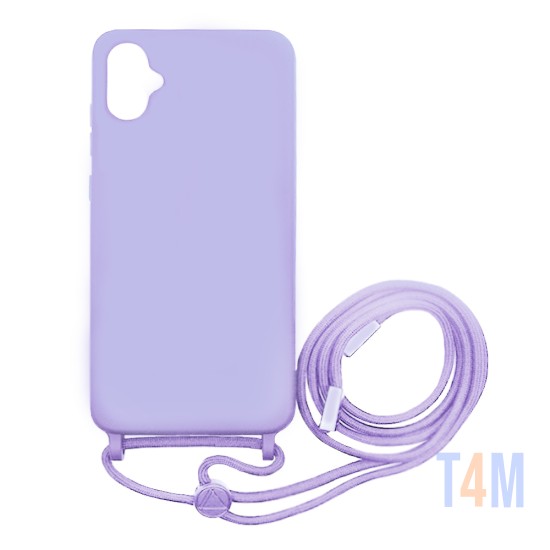 Capa de Silicone com Cordão para Samsung Galaxy A05 Roxo